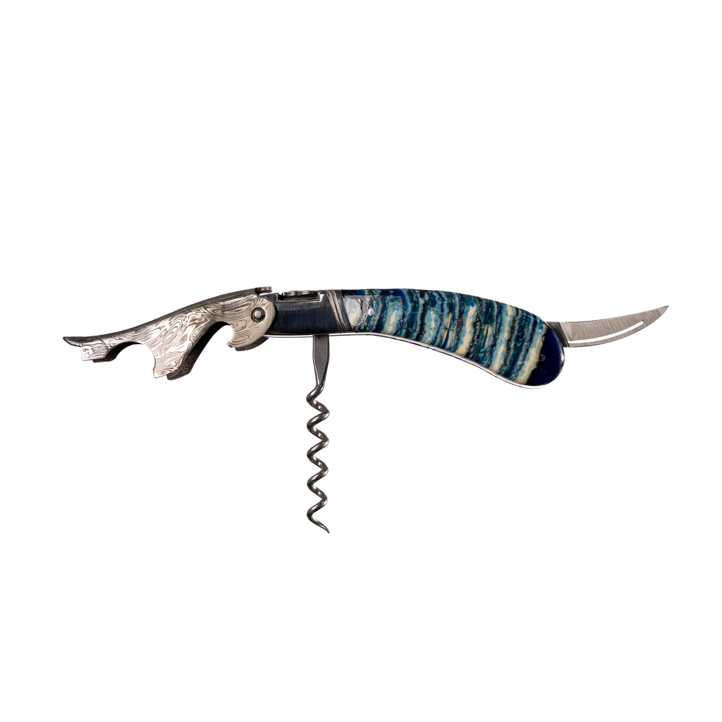Fontenille Pataud - Magnum Corkscrew - Guilloche Damascus Blue Molar