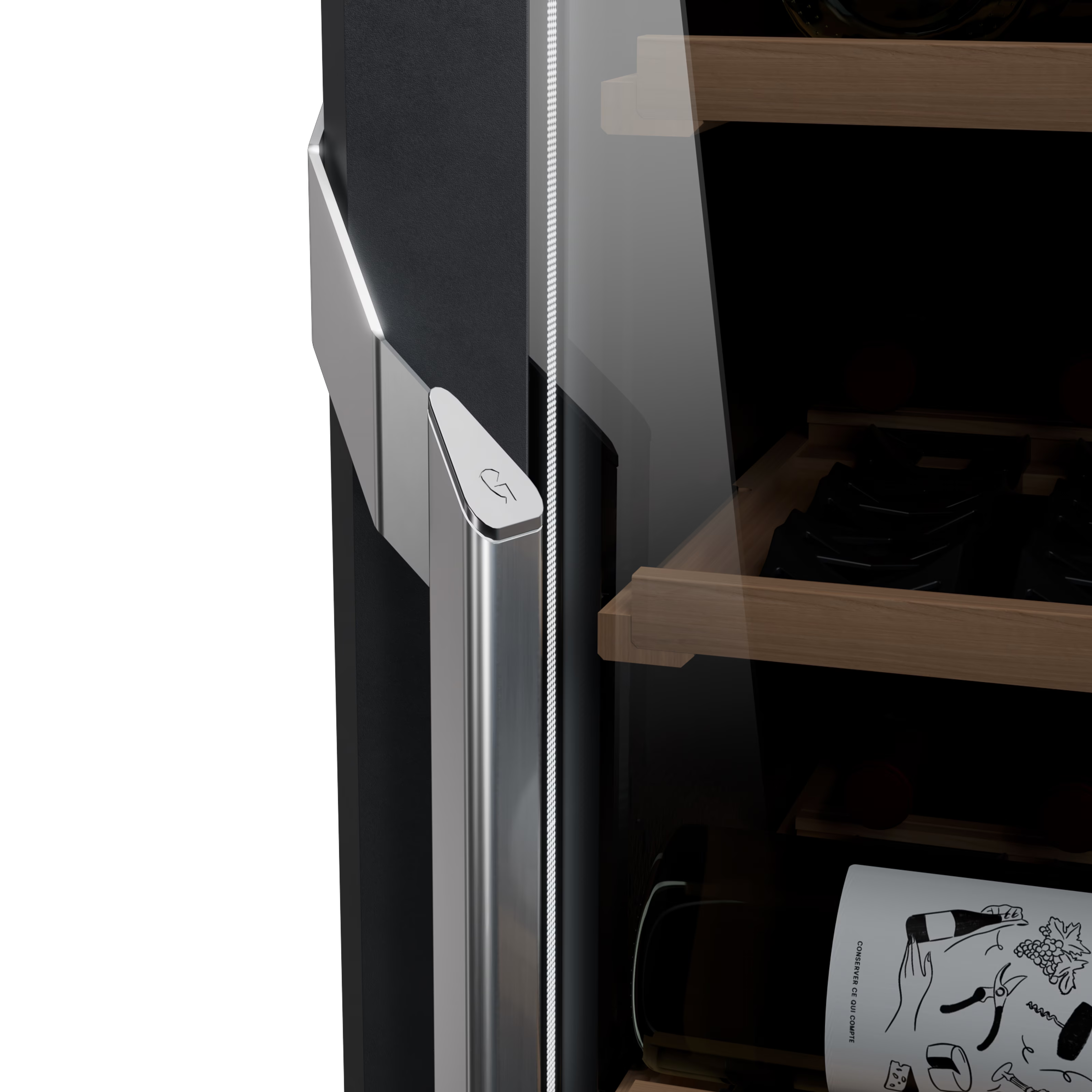 Goguette Large Wine Cabinet 1-Temperature Glass Door Black