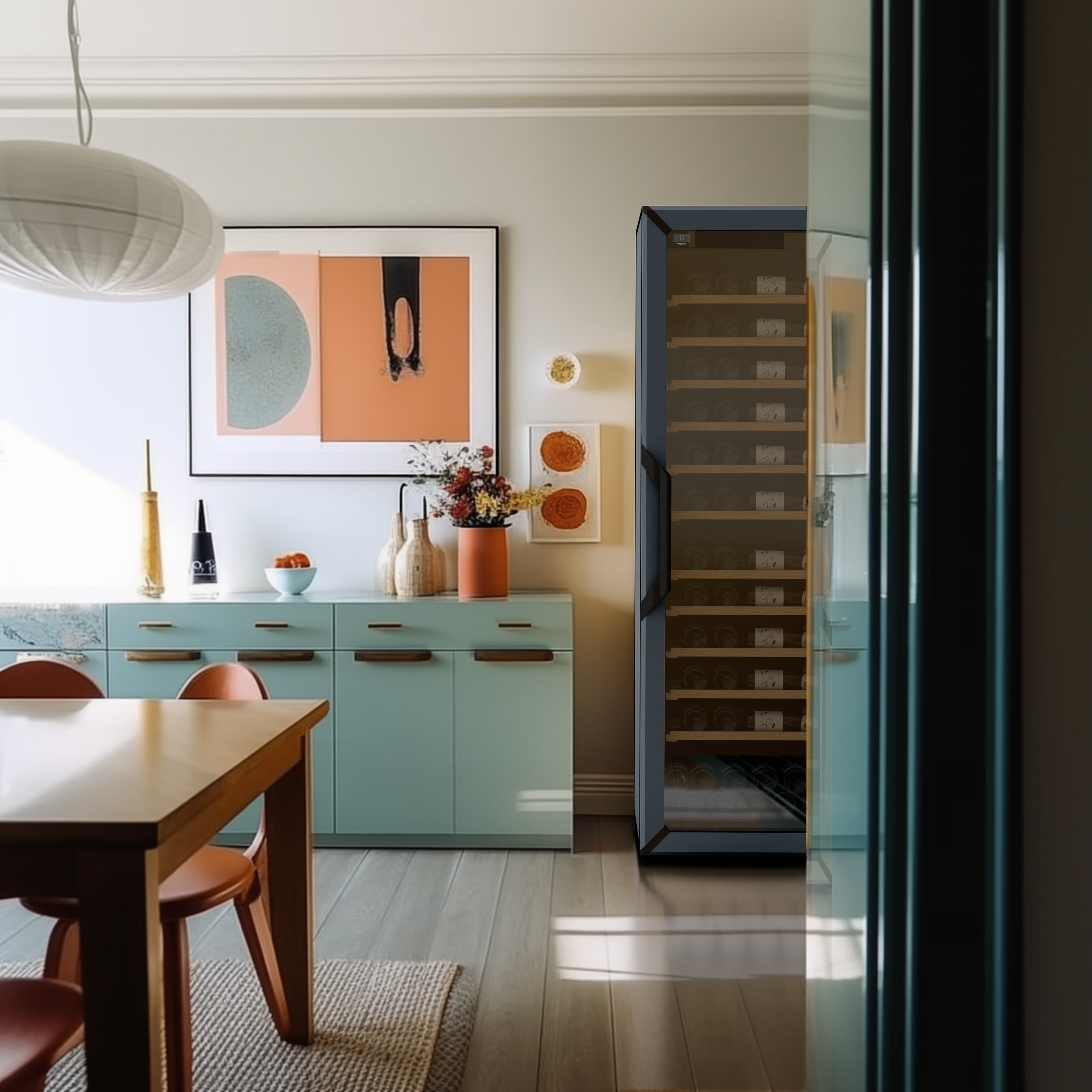 Goguette Large Wine Cabinet 1-Temperature Glass Door Blue