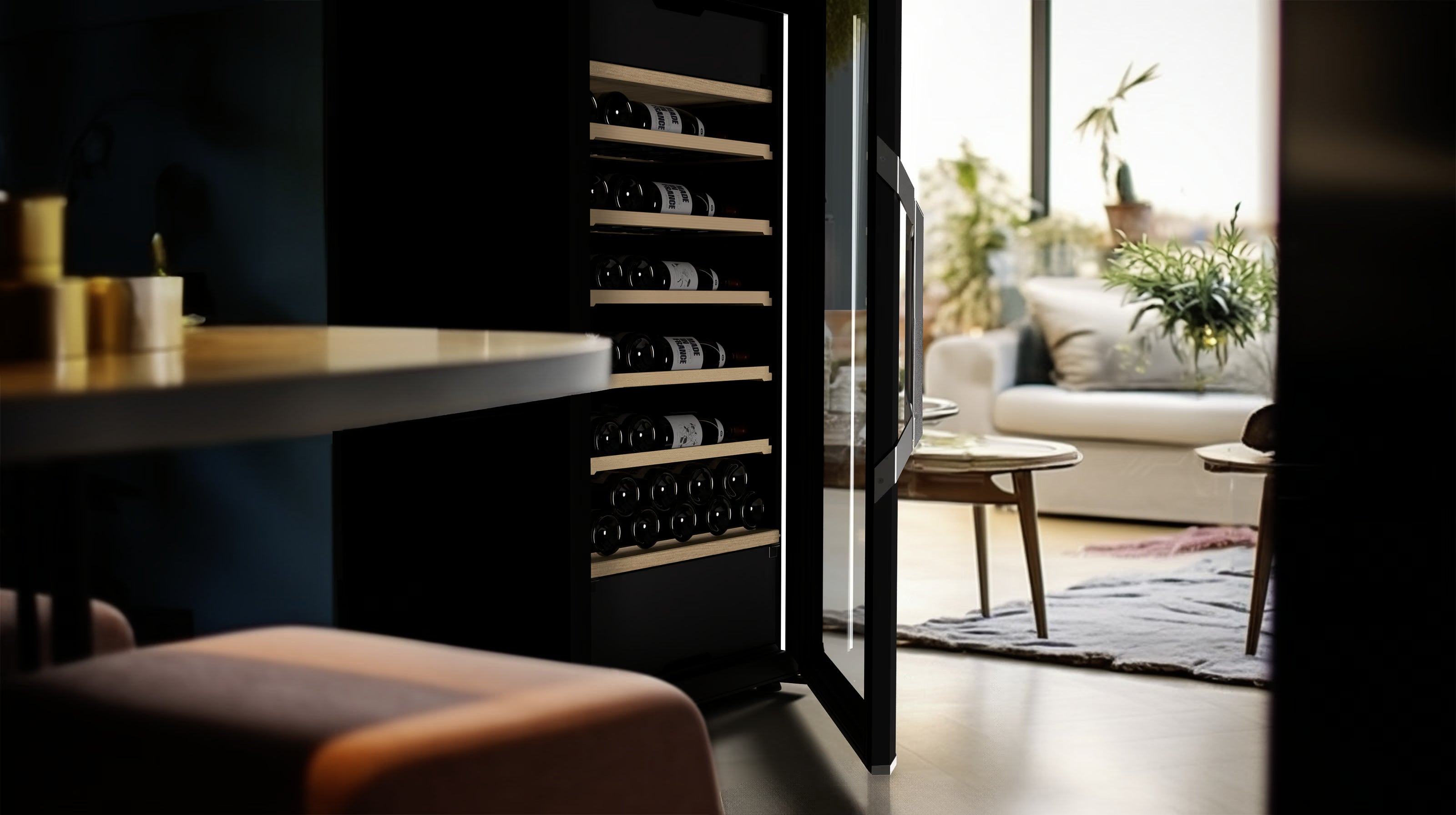 Goguette Large Wine Cabinet 1-Temperature Glass Door Black