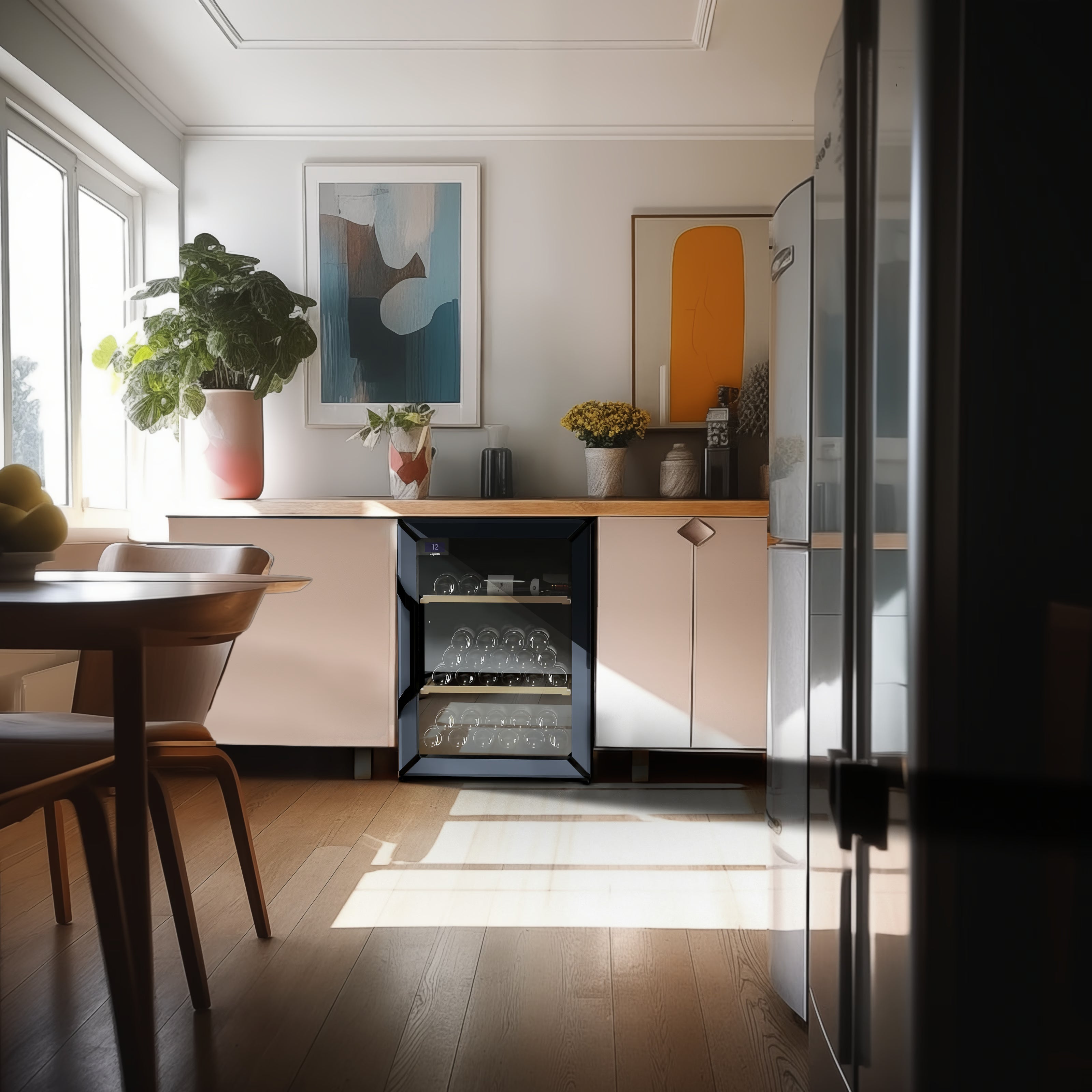 Goguette Small Wine Cabinet 1-Temperature Glass Door Blue