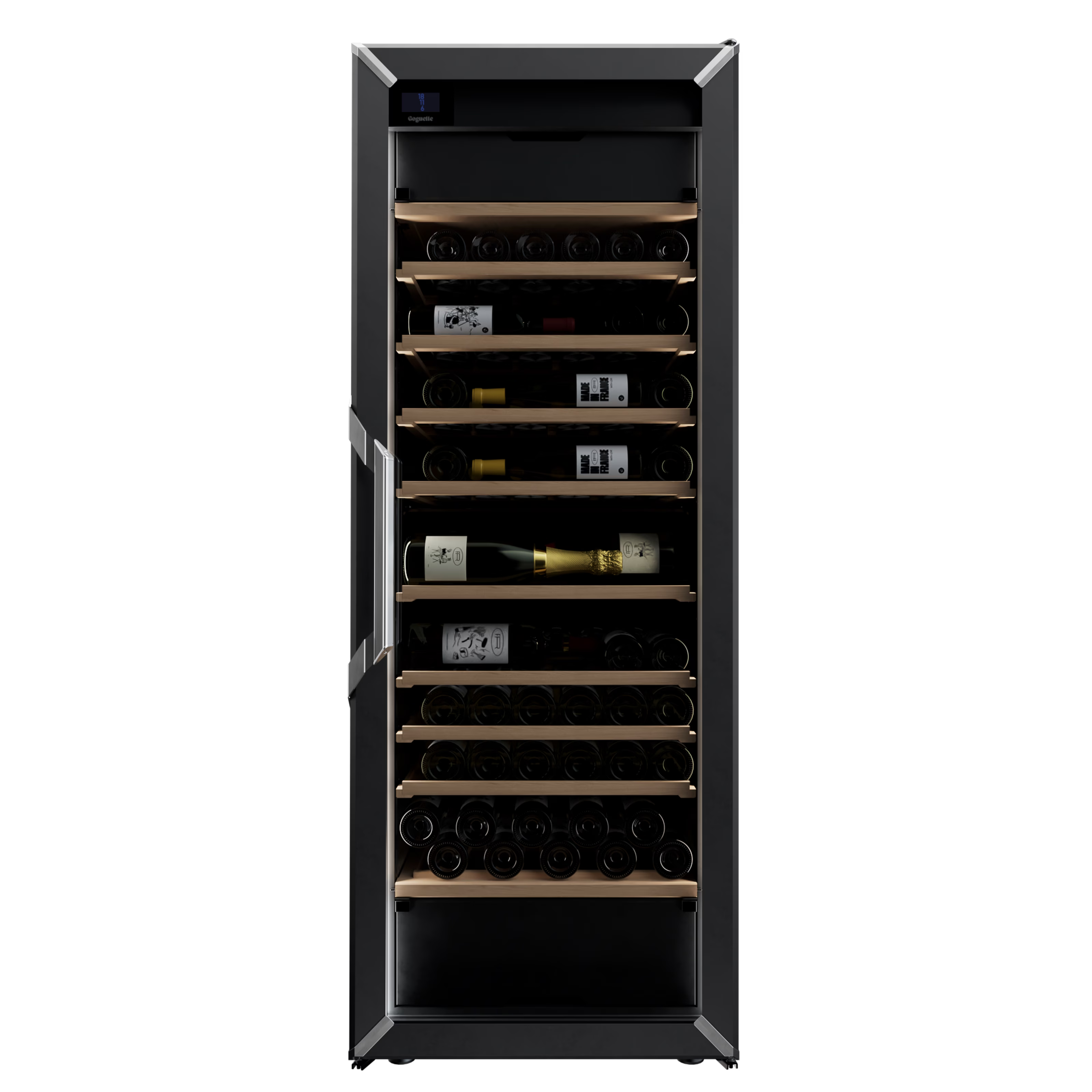 Goguette Large Wine Cabinet 3-Temperature Glass Door Black