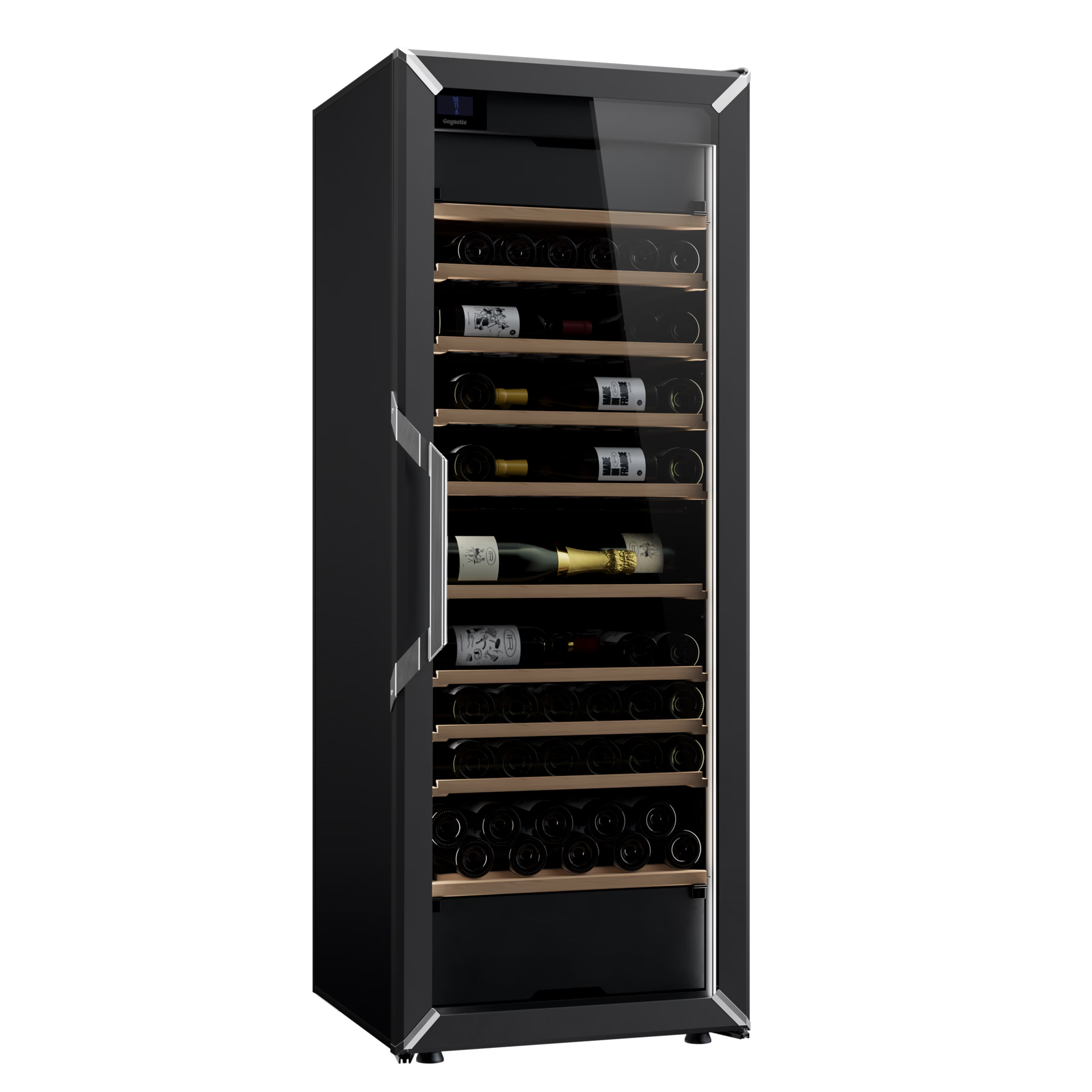 Goguette Large Wine Cabinet 3-Temperature Glass Door Black