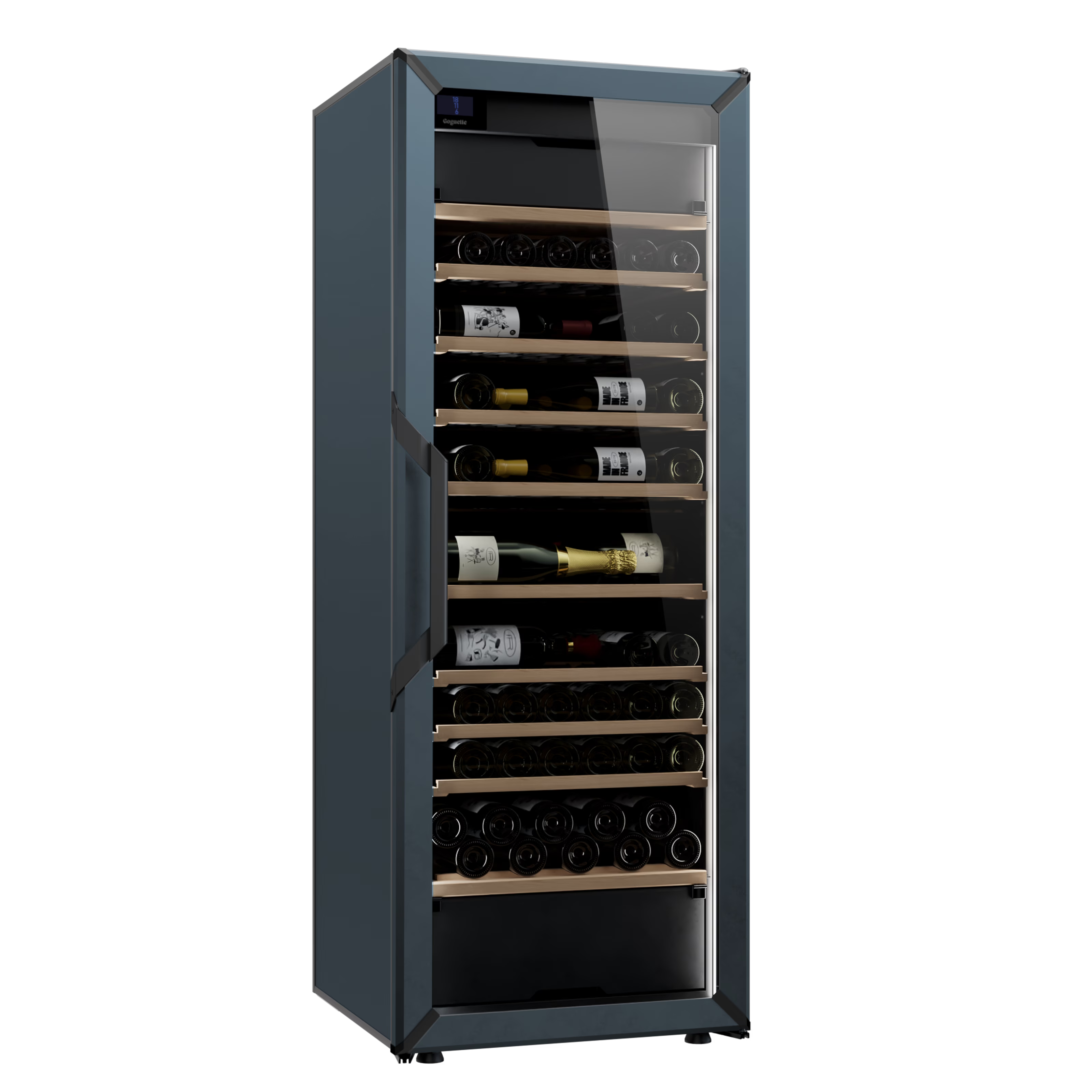Goguette Large Wine Cabinet 3-Temperature Glass Door Blue