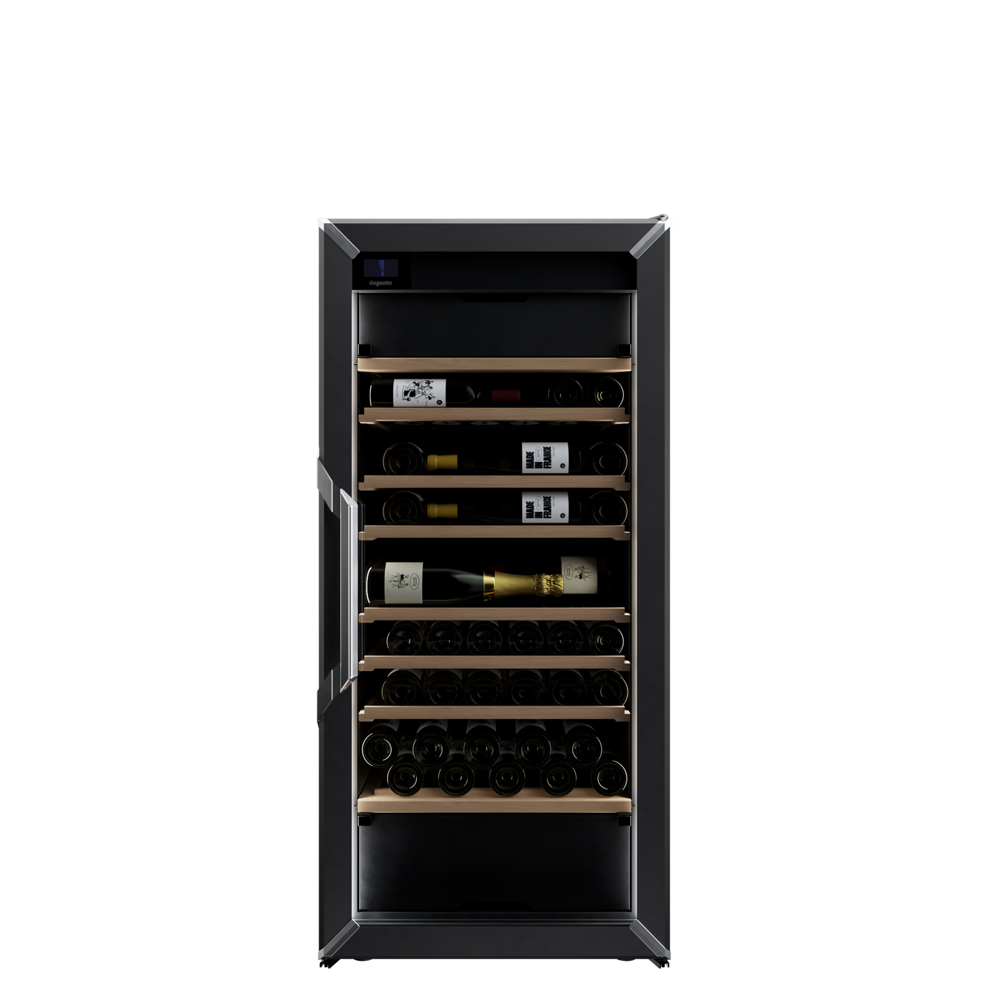 Goguette Medium Wine Cabinet 3-Temperature Glass Door Black