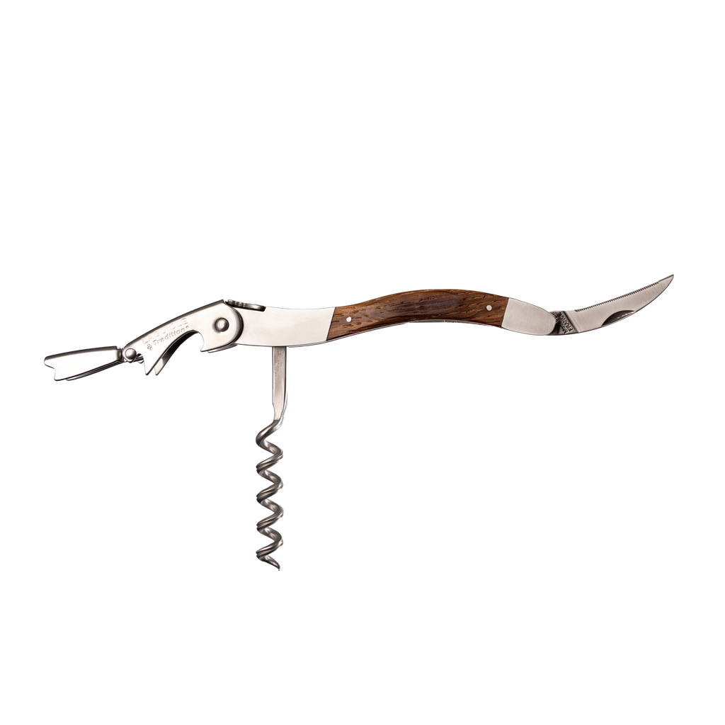 Laguiole Tradition - Double Lever Corkscrew- Reclaimed Oak Barrel Wood 10