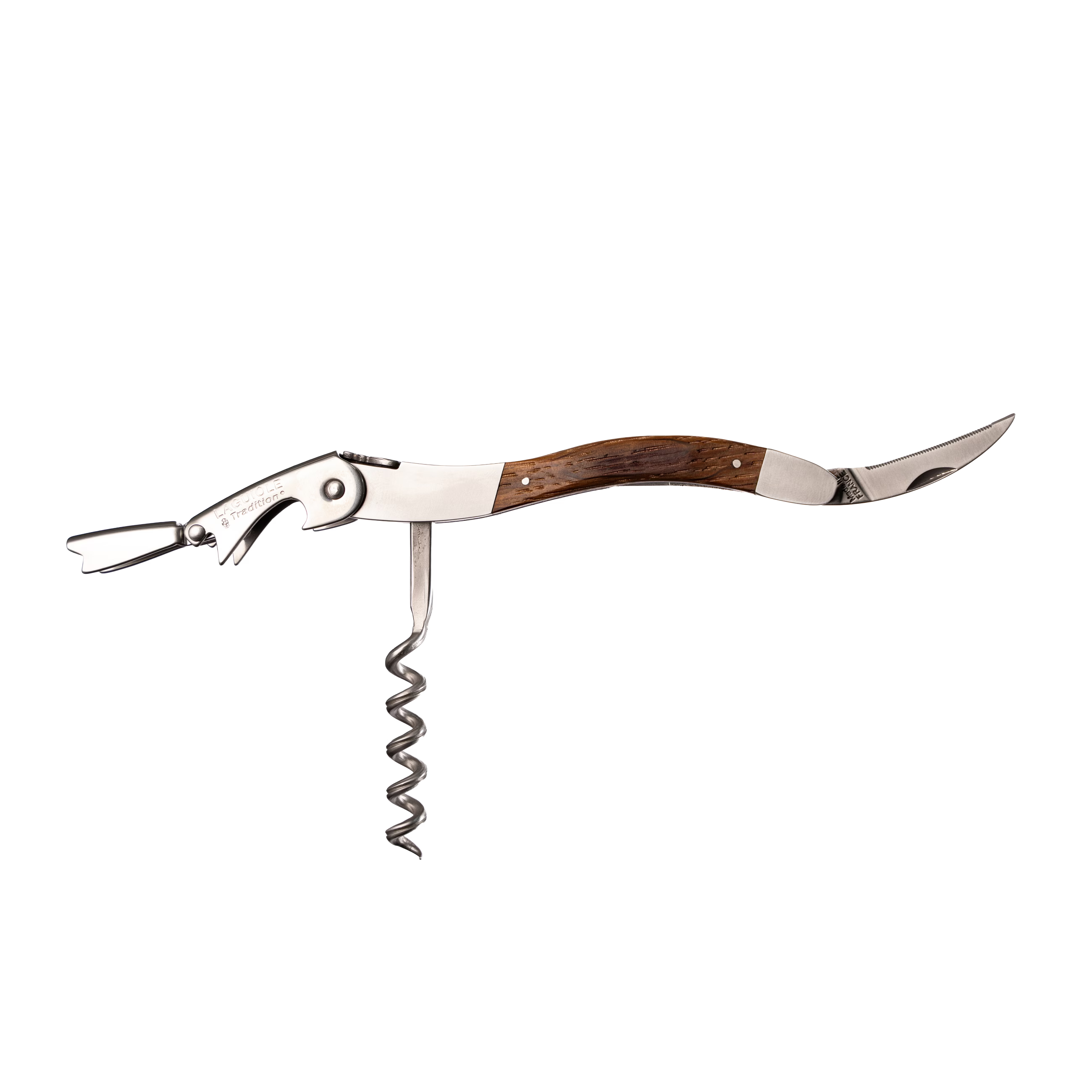 Laguiole Tradition - Double Lever Corkscrew- Reclaimed Oak Barrel Wood 10
