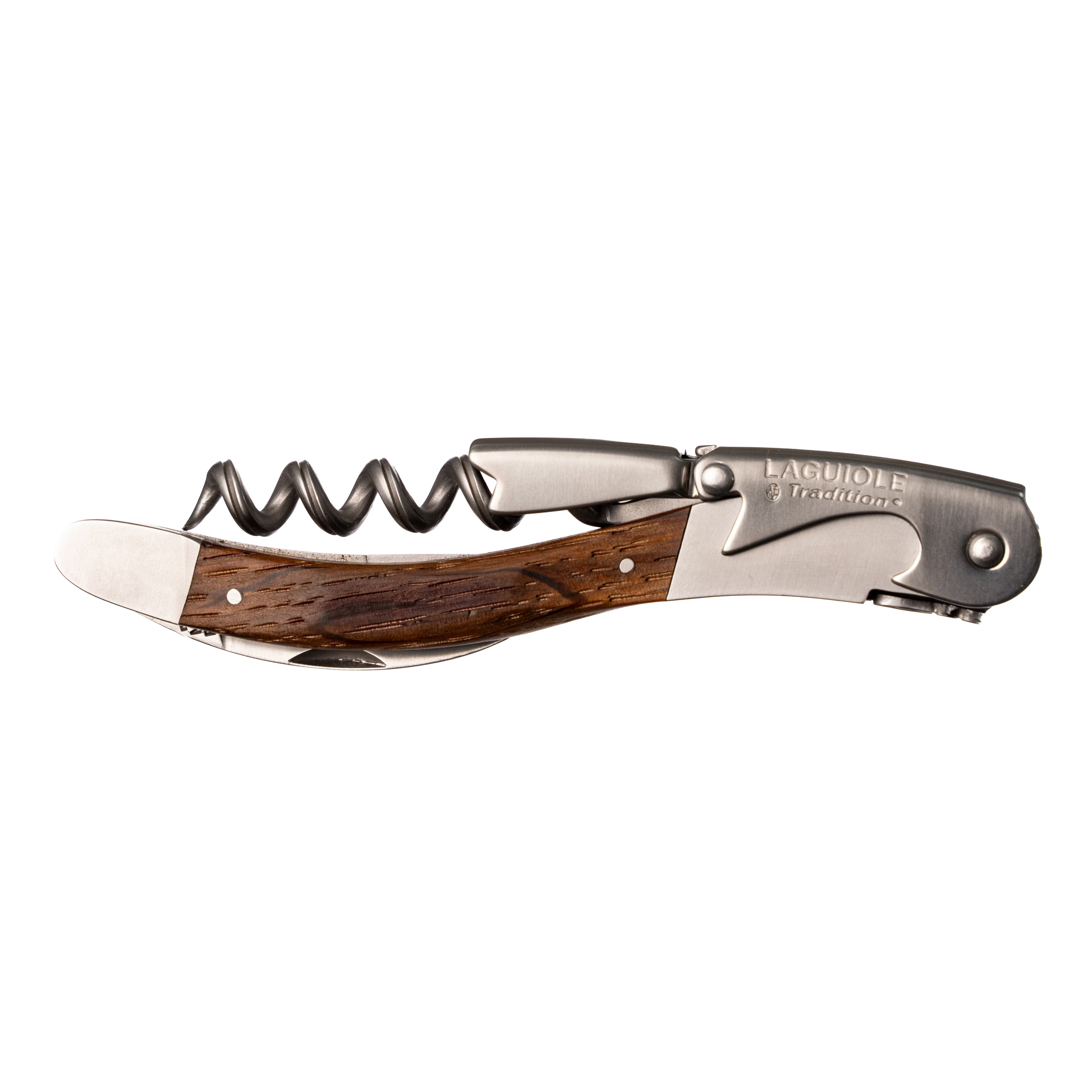 Laguiole Tradition - Double Lever Corkscrew- Reclaimed Oak Barrel Wood 10