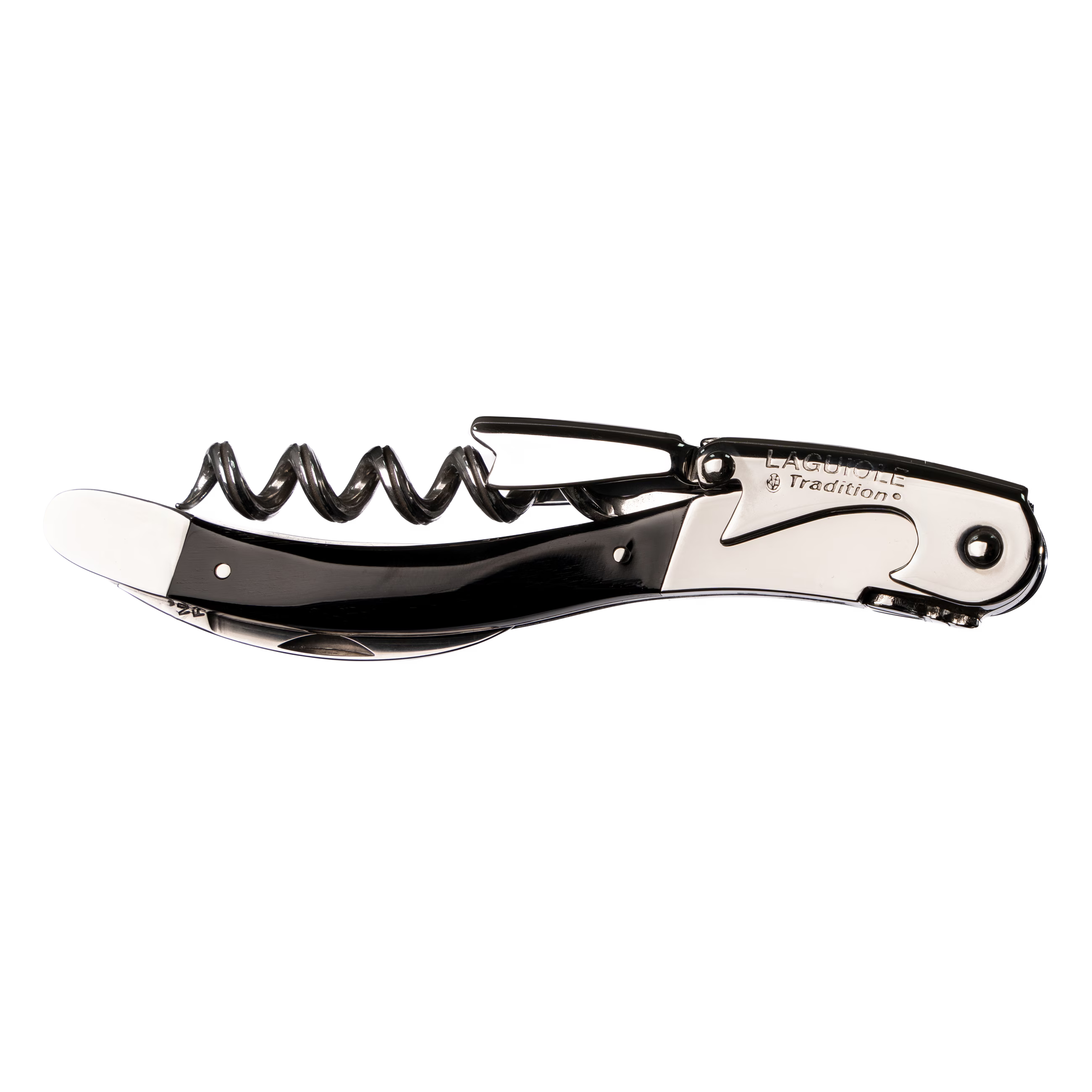 Laguiole Tradition - Double Lever Corkscrew - Black Horn