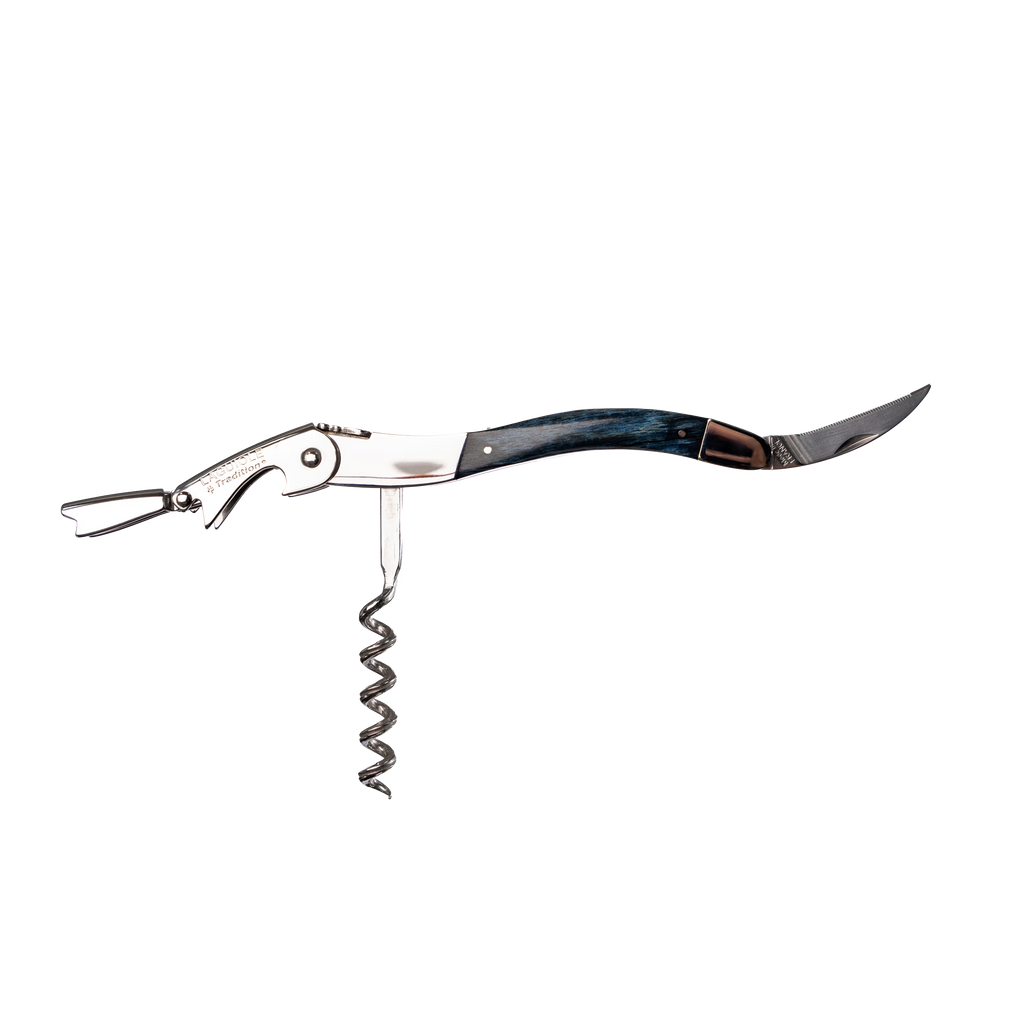 Laguiole Tradition - Double Lever Corkscrew - Blue Stabilized Beech Wood