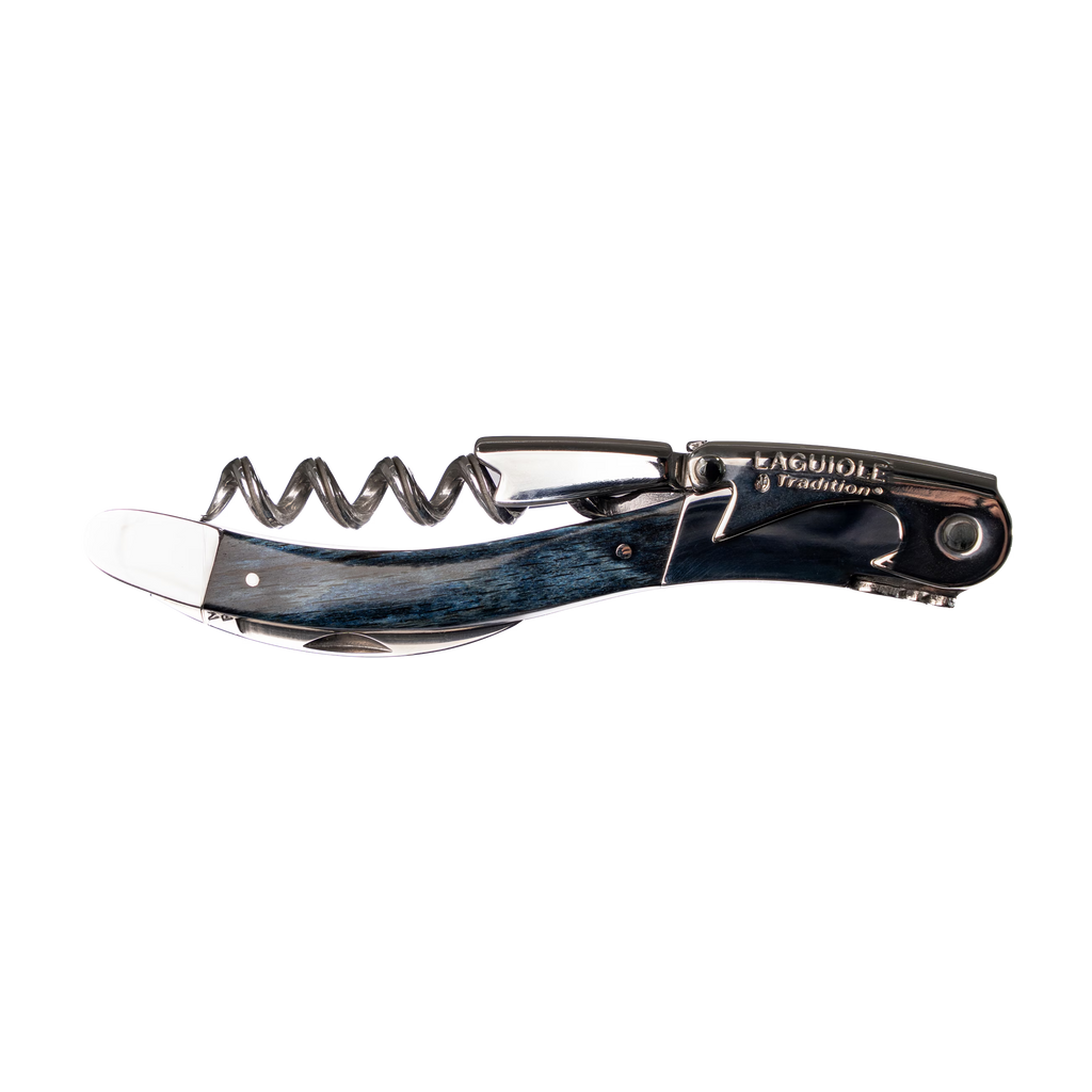 Laguiole Tradition - Double Lever Corkscrew - Blue Stabilized Beech Wood