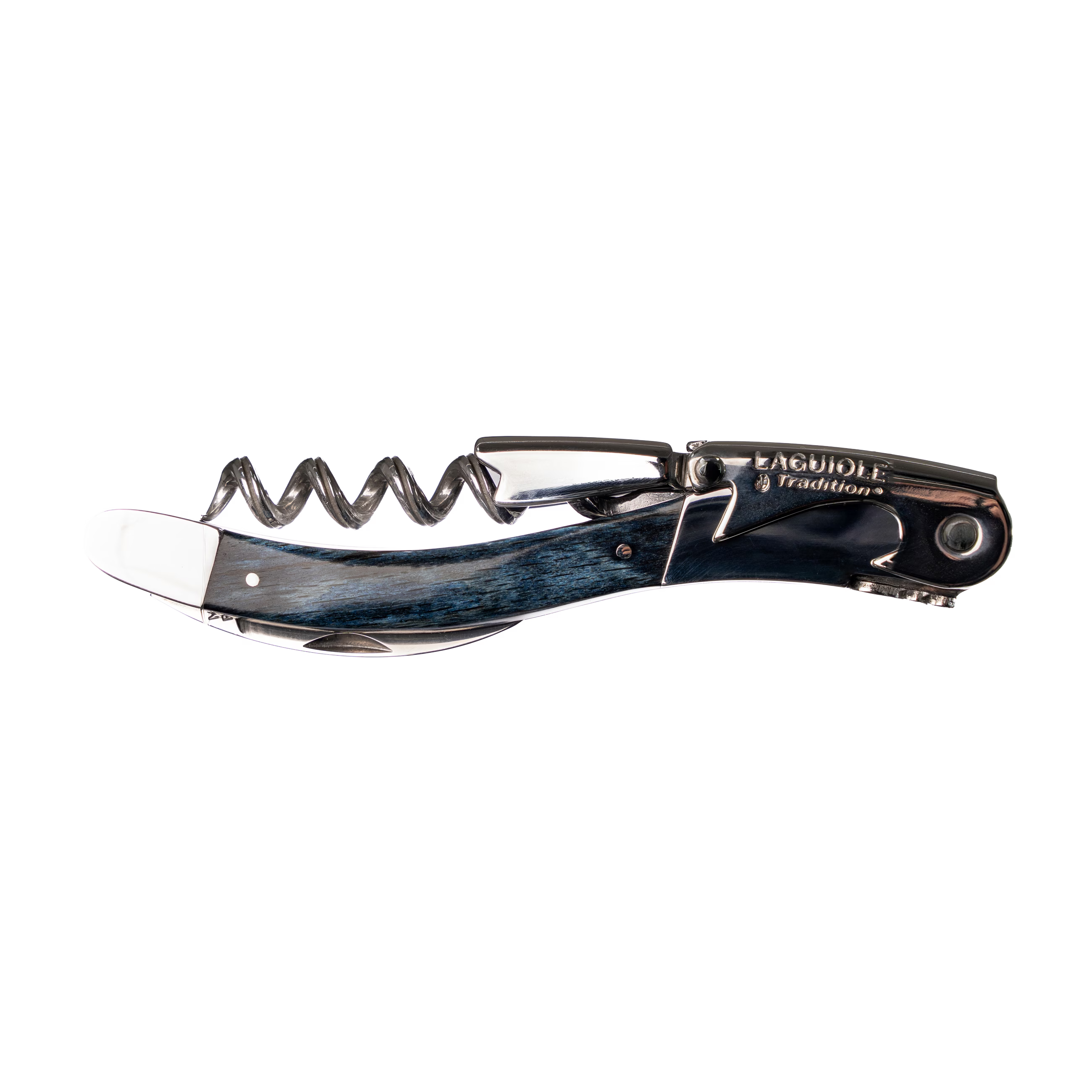 Laguiole Tradition - Double Lever Corkscrew - Blue Stabilized Beech Wood