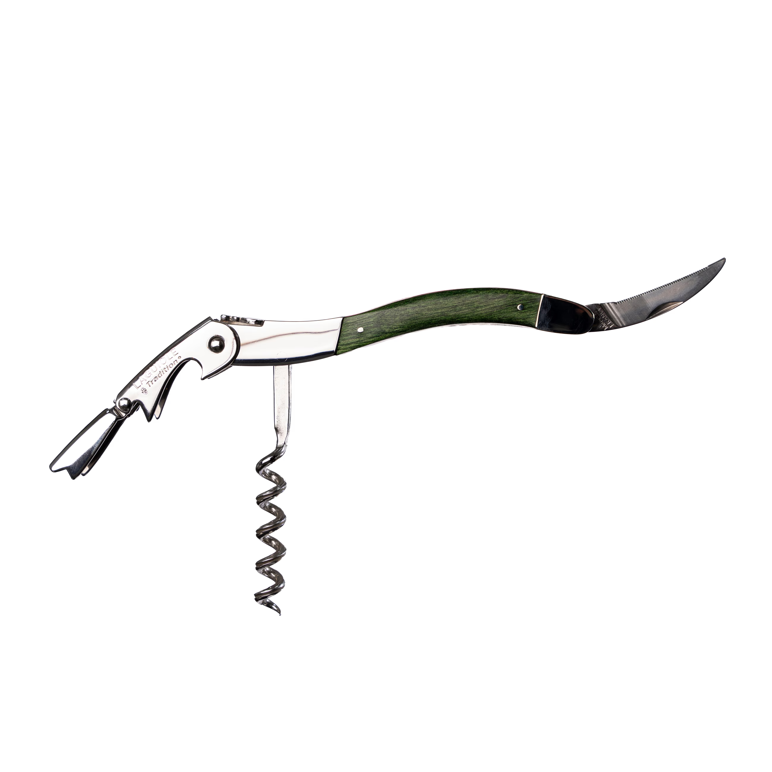 Laguiole Tradition - Double Lever Corkscrew - Green Stamina