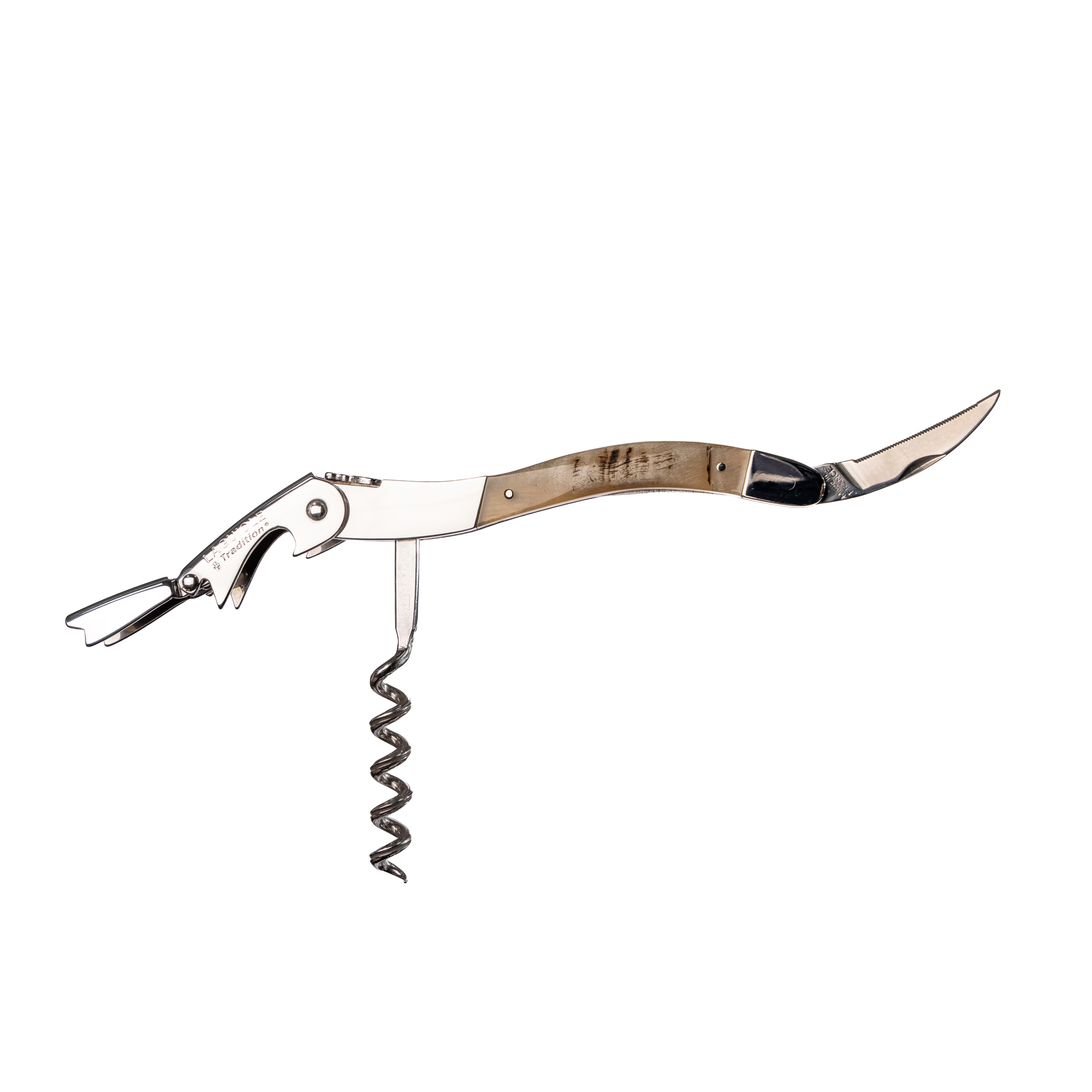 Laguiole Tradition - Double Lever Corkscrew- Levier Ram Horn