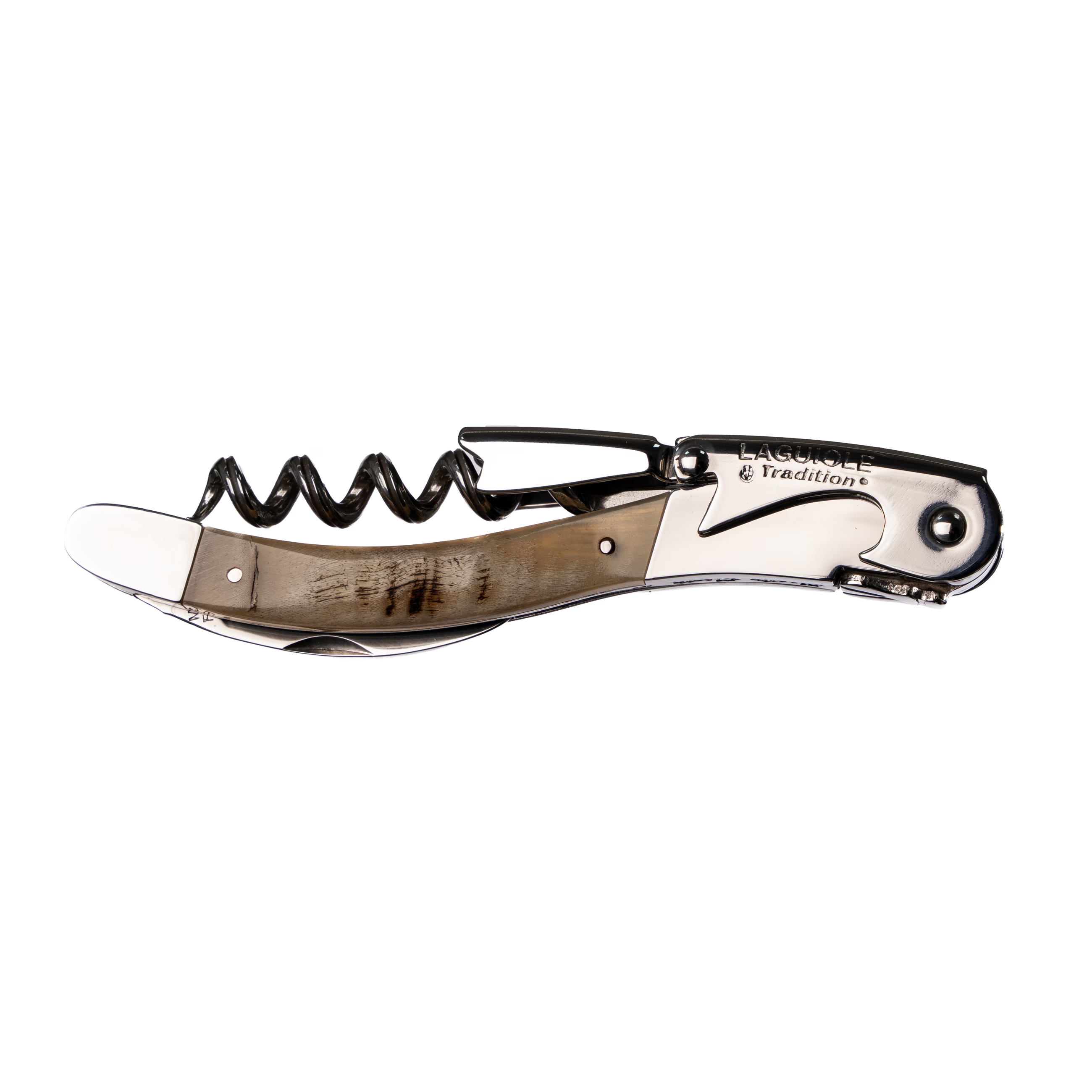 Laguiole Tradition - Double Lever Corkscrew- Levier Ram Horn